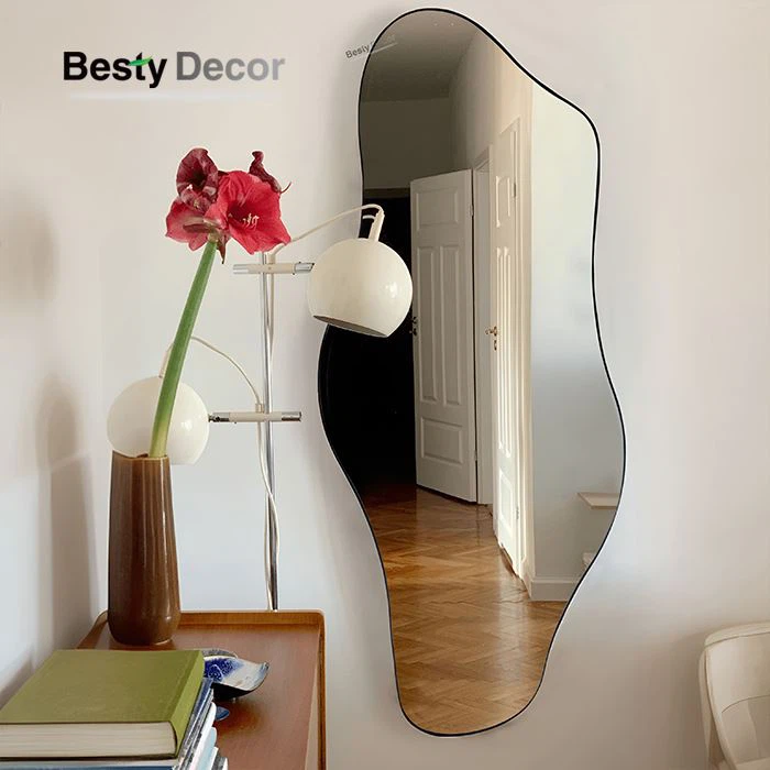 Metal Framed Irregular Mirror Full Length